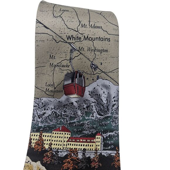 RIVETZ OF BOSTON 100% Silk Neck Tie New Hampshire Landmarks Hand Made Scenery - Picture 4 of 8